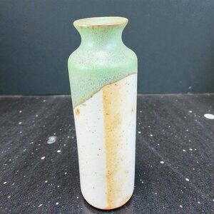 Vintage Hand Made Japanese Pottery Bud Vase 1980s Decorative Vase Speckled Glaze